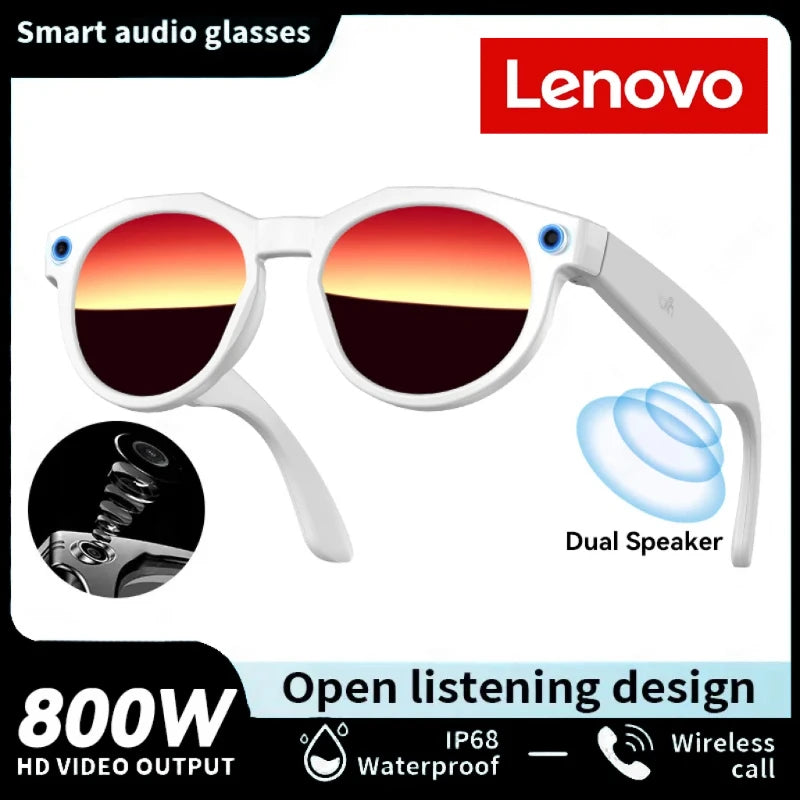 Lenovo 8K HD Smart Glasses Bluetooth music listening Voice Assistant Control 800MP Camera Bluetooth Call Translation Sunglasses
