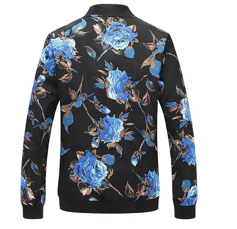 New Men Long Sleeved Baseball Collar Casual Sports Jacket Fashion Male Daily High Street Flower Coats