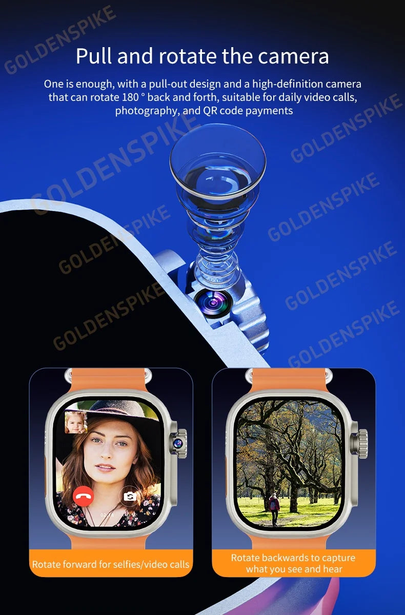 DW100 Pro Android Smartwatch Fingerprint Unlock Control Smart Watch 256GB ROM Free Download App WIFI GPS Camera 2.29inch Amoled