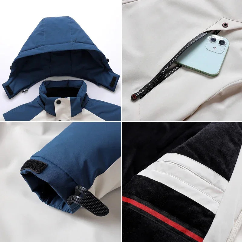 Winter Ski Suit Men Snow Parkas Super Warm Windproof Outdoor Sports Skiing Fleece Jackets and Pants Male Snowboard Wear Overalls