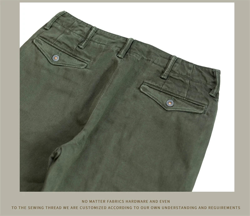 Red Tornado 11.5oz Cotton Twill Chino Garment Dyeing Vintage American Workwear Men's Pants Straight Leg
