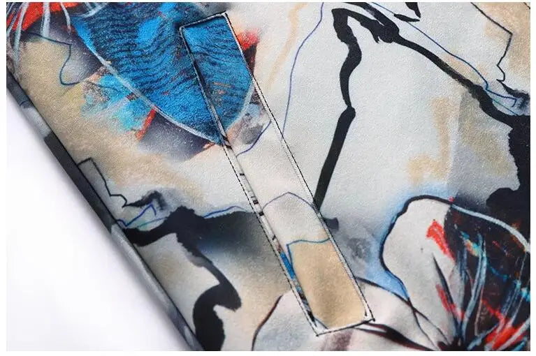 New Men Long Sleeved Baseball Collar Casual Sports Jacket Fashion Male Daily High Street Flower Coats