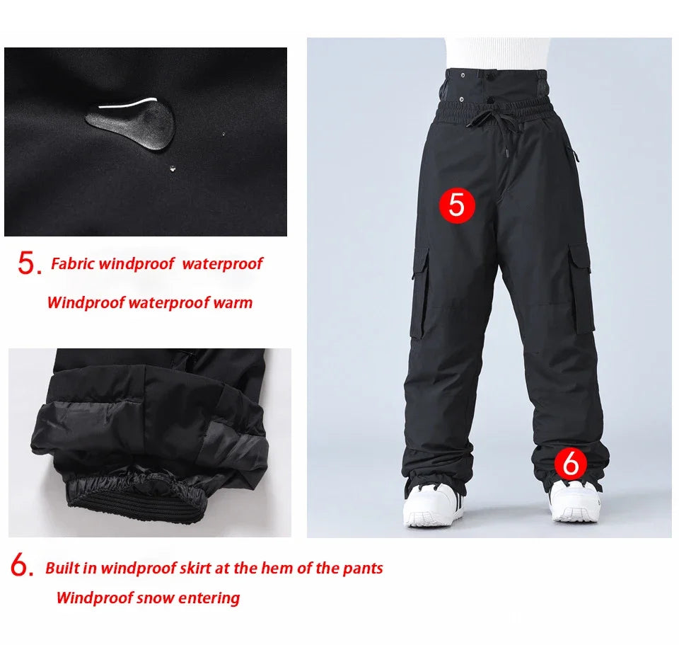 New Winter Ski Pants Men Outdoor Windproof Waterproof Warm Work Pants Women Single Board Breathable Loose Sports Snow Pants
