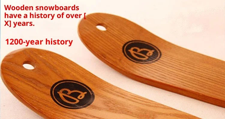 Natural Ash Wood Twin Tip Alpine Skis Adults Kids Vintage Wooden Skis Stylish High Quality Display Ready Snow Snowboard
