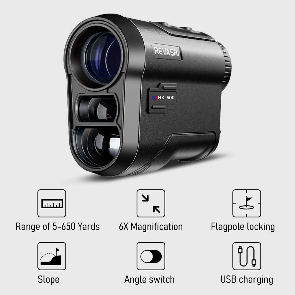 REVASRI Golf Laser Rangefinder Rechargeable 600M/1000M 6X Magnification Monocular Telescope Range Finder for Outdoor Sports