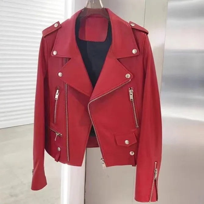 2026 Men's Lapel Oblique Zipper PU Locomotive Leather Jacket, Autumn, New Casual Versatile Slim Fit, Leather Jacket