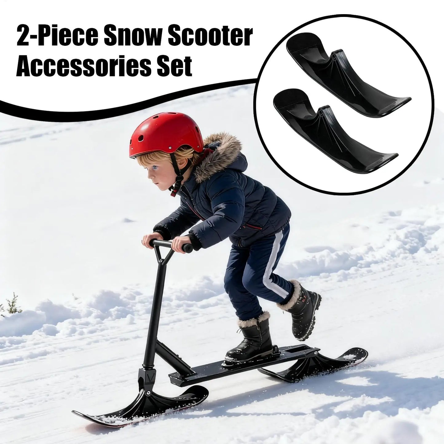 All-Terrain Snow Sled Conversion Kit, Lightweight Ergonomic Skis for Sand Grass Gravel, Year-Round Fun for Park Beach Outdoor