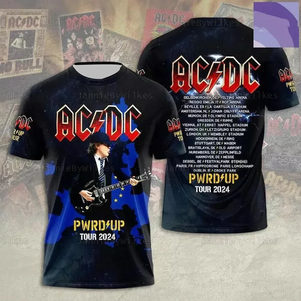 Men's Rock Band T-shirt Summer Trend Street Round Neck Short Sleeved Tops Loose Unisex Clothing