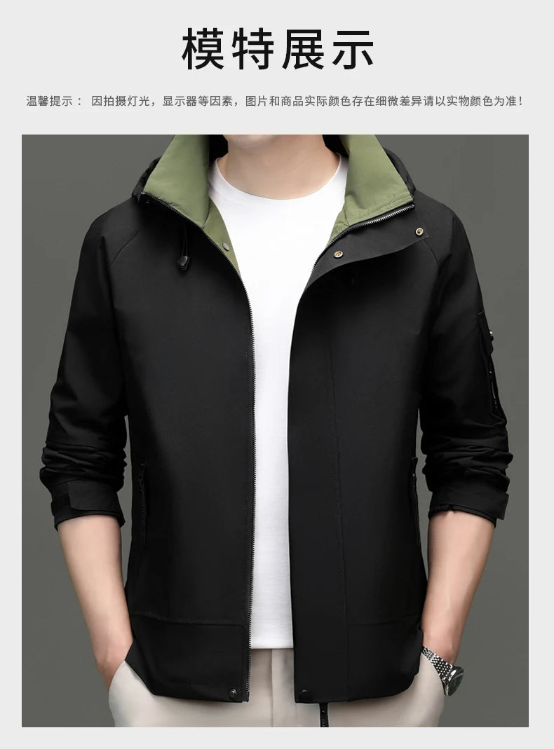 Top Grade Waterproof Designer Men Outdoor Jacket Soft Shell Autumn Windbreaker Casual Sports Coats Detachable Cap Outwear
