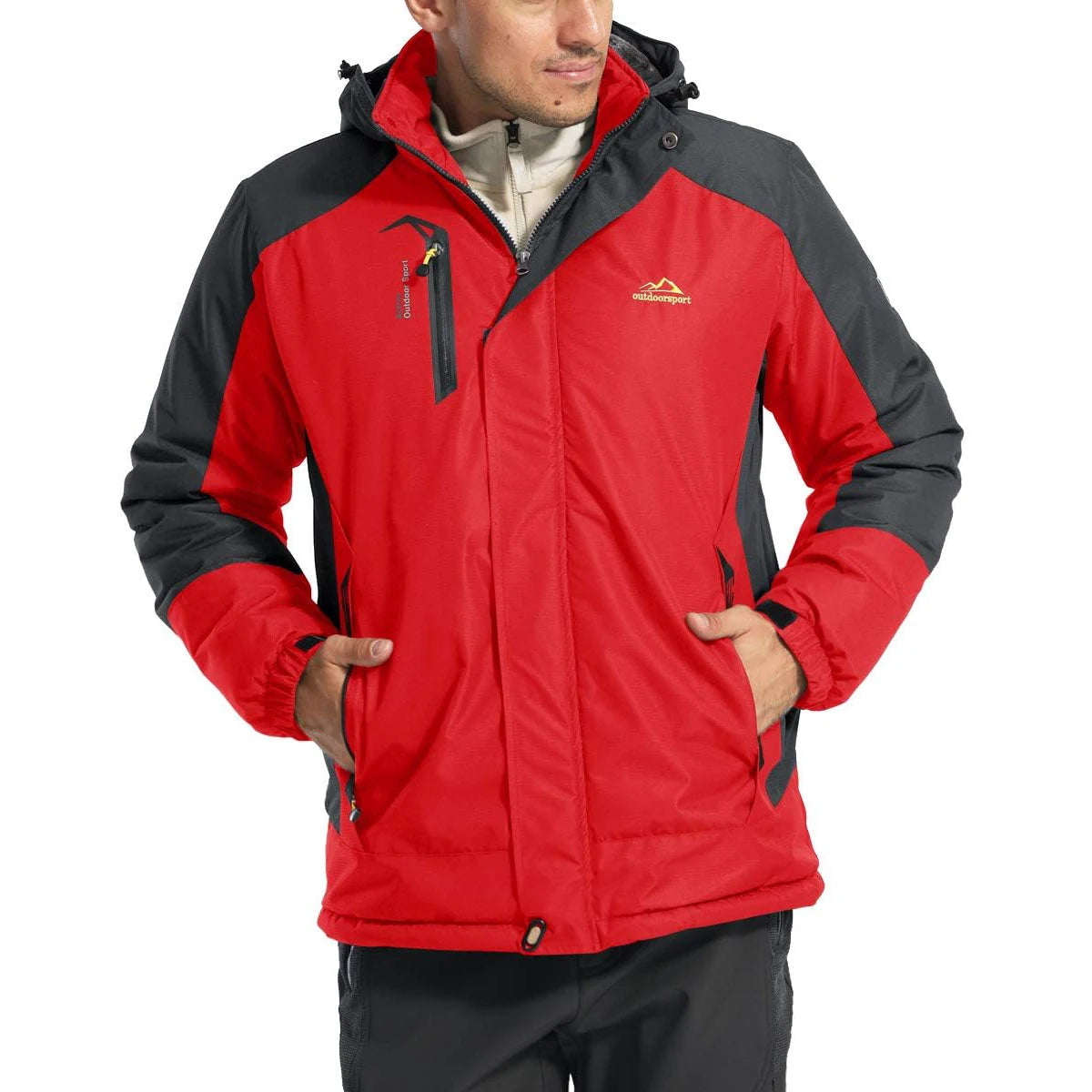 TACVASEN Men's Fleece Lined Skiing Jacket Windproof Detachable Hood Winter Thicken Warm Parkas Waterproof Outdoors Working Coat