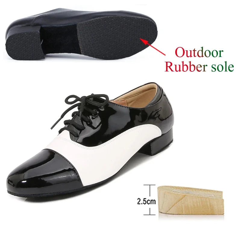 Men's Latin Dance Shoes, Classic Black and White Men's Dance Shoes, Modern Dance Performance Competitions, Sports Shoes
