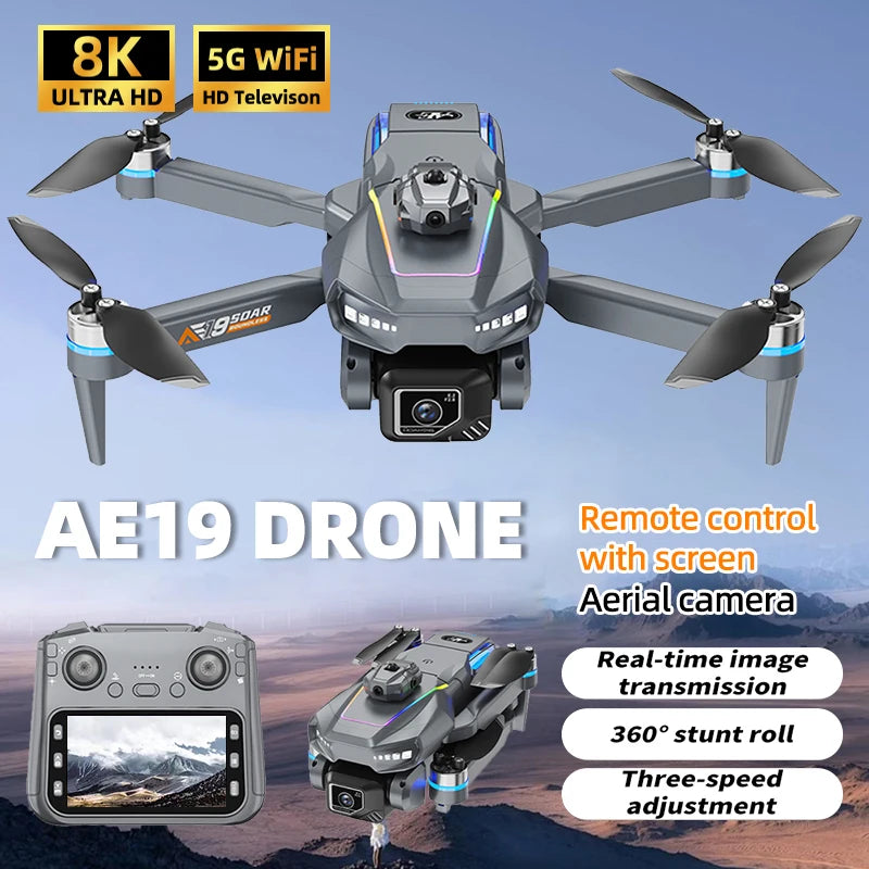 For Xiaomi 2026 NEW AE19 Drone With Remote control Obstacle Avoidance 8K HD Dual Camera Brushless WiFi FPV Foldable Quadcopter