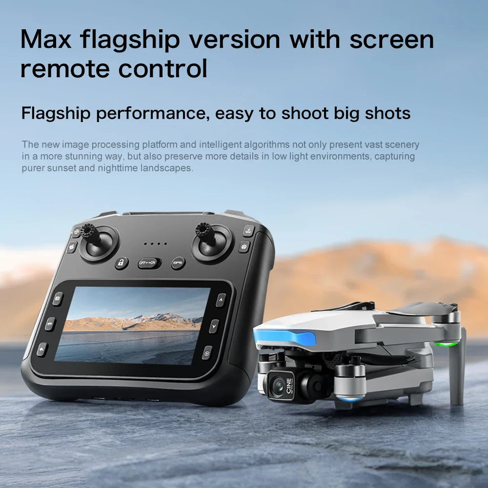 S-X1 MAX GPS Drone 4K Camera 3-Axis Gimbal EIS 5KM Digital Transmission Brushless Motor Quadcopter with 4.5" Screen Remote 231g