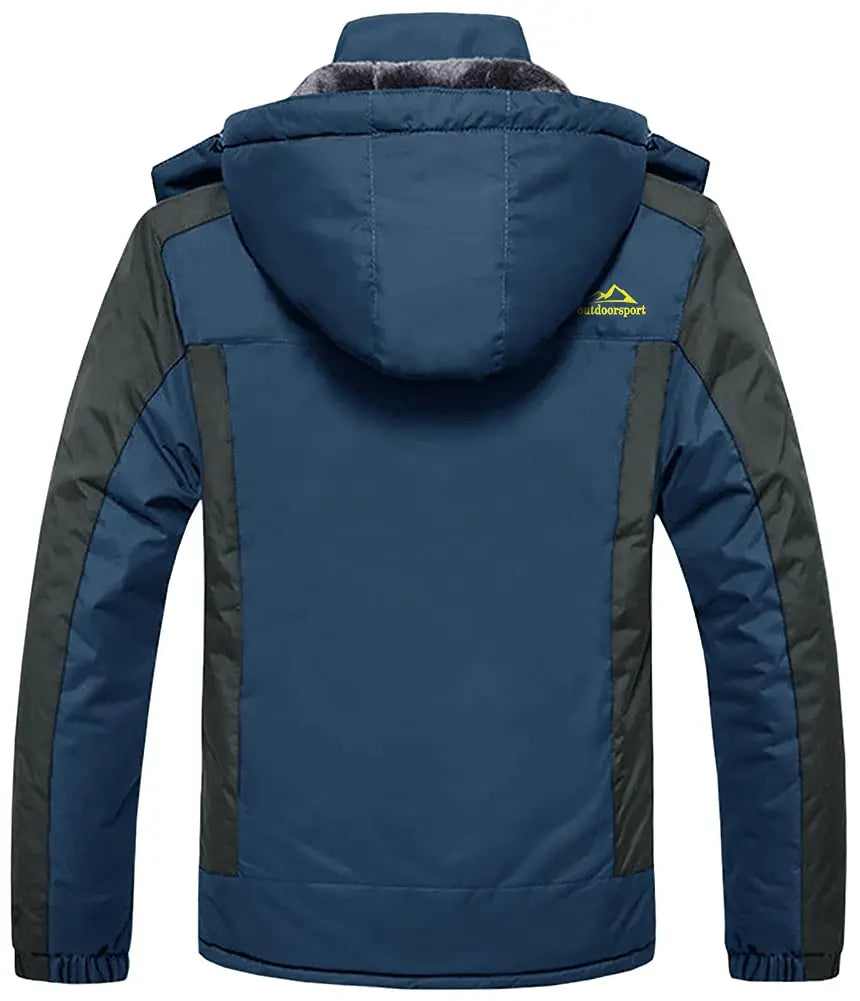 TACVASEN Winter Fleece Lining Jackets Waterproof Mens Ski Snowboard Parka Windproof Removable Hoodie Coats Casual Windbreaker