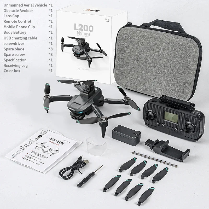 L200 PRO MAX Drone 4K Professional EIS Camera 2-Axis Gimbal 360° Obstacle Avoidance Brushless Motor GPS Quadcopter FPV RC Drones