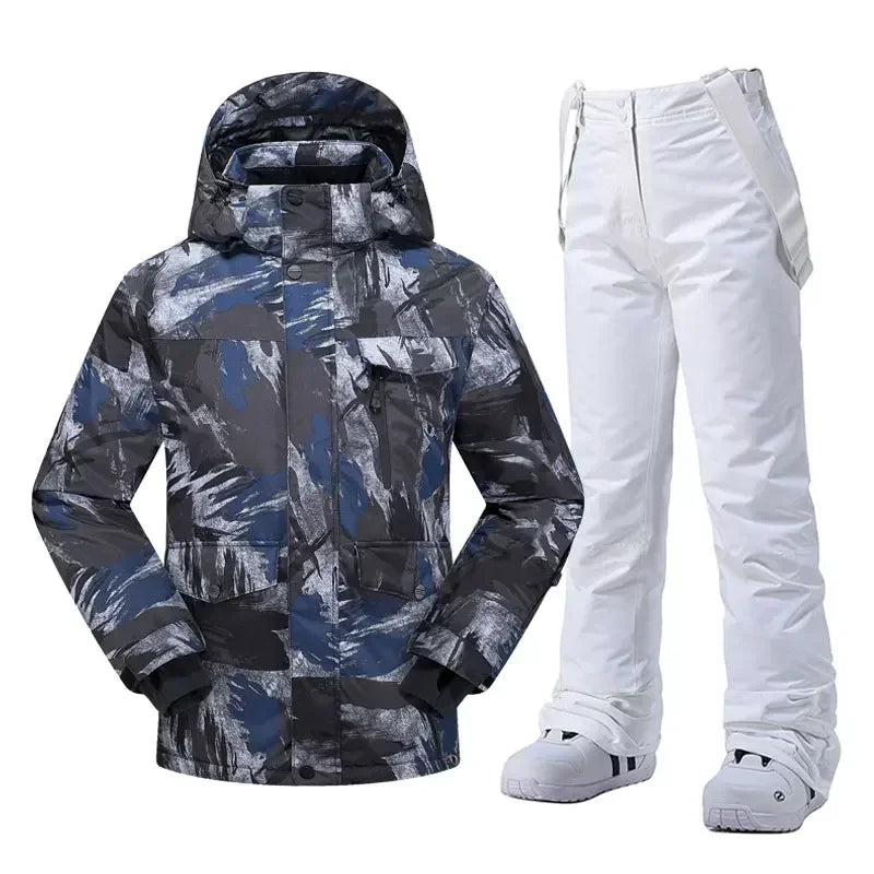 High Quality Men's Winter Waterproof Snowboard Jacket Pants Set Male Breathable Windbreak for Adults Ski Suits