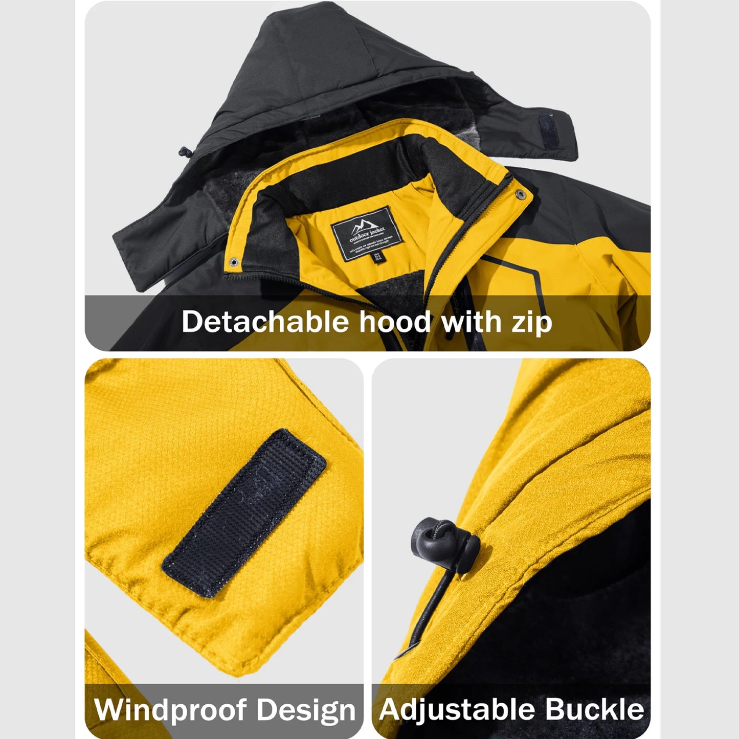 MAGCOMSEN Men's Hooded Fleece Ski Jacket Waterproof Thermal Thick Warm Parka Coats Winter Snow Jacket