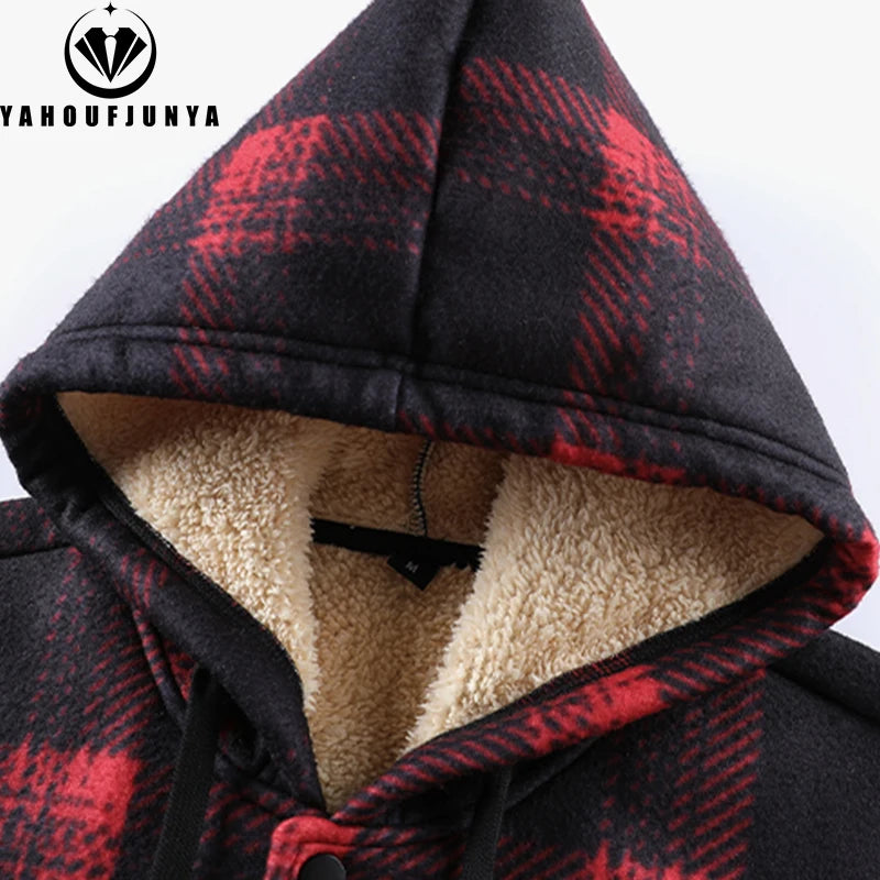Spring Autumn Men Outdoor Leisure Windbreak Hooded Jacket Men Fleece Warm Solid Color Fashion Brand Jacket Coat Male Clothing