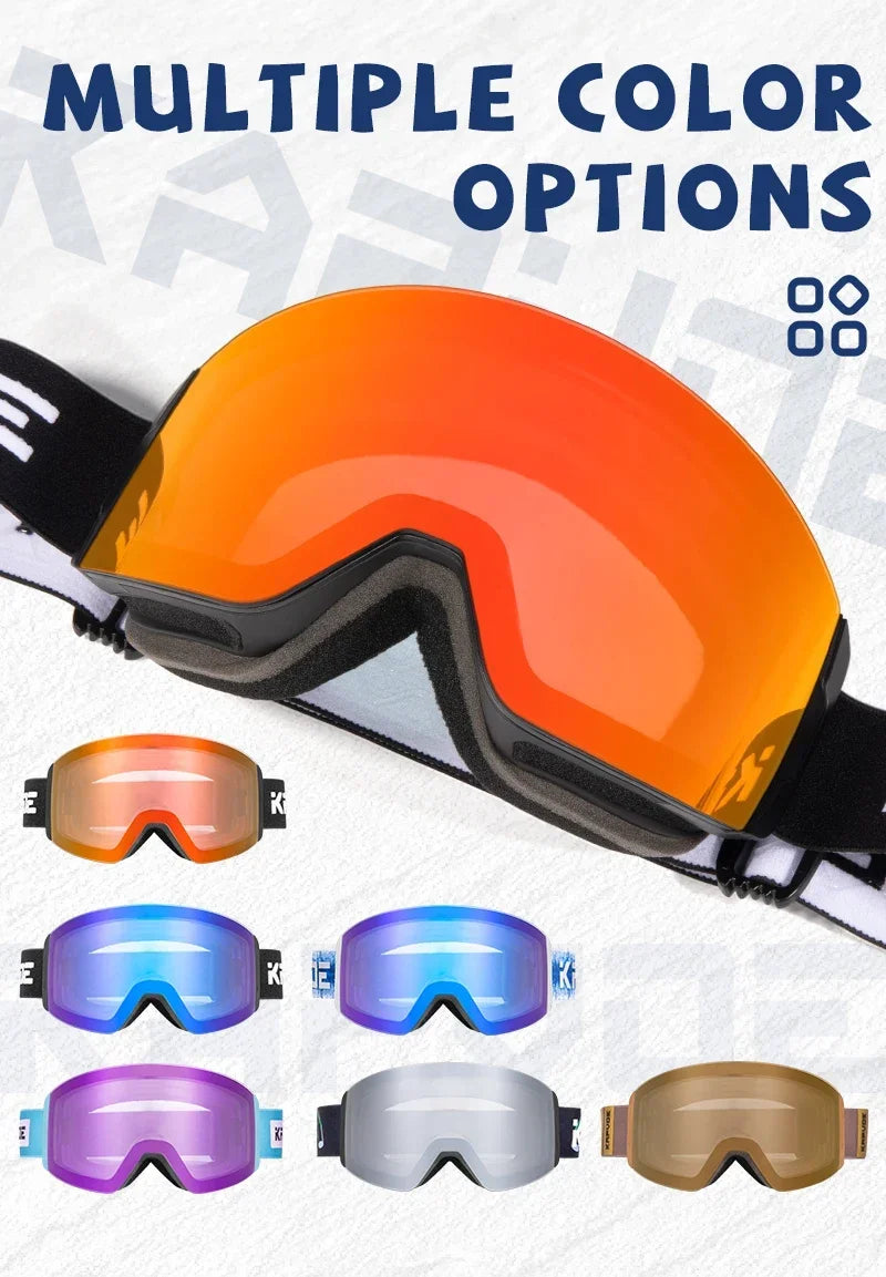 Kapvoe Photochromic Ski Goggles Magnetic Anti-Fog Lenses UV400 Protection Men Women Ski Goggles Snow Sunglasses Sports Eyewear