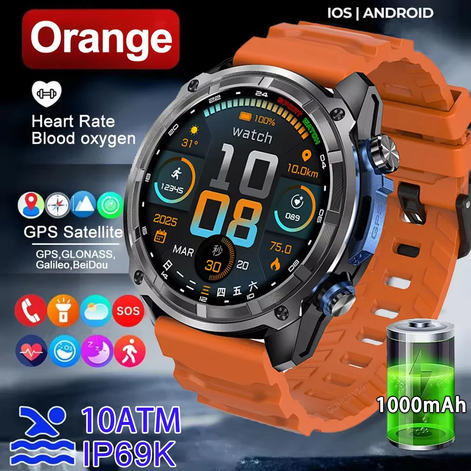 2026 Men GPS New Offline Map Smart Watch 10ATM Waterproof 4GB Route Navigation Clock 1000mAh Battery Outdoors Military Watches
