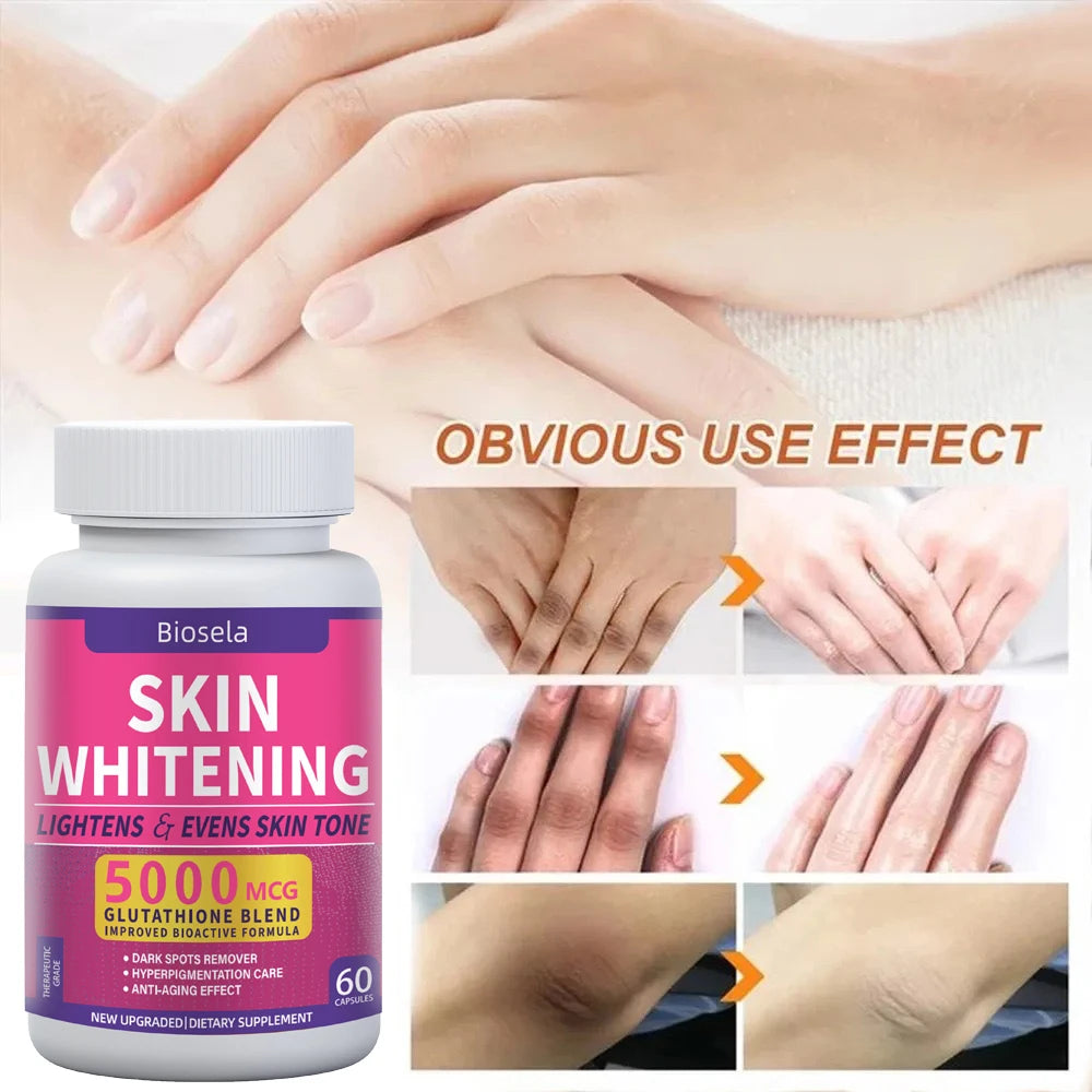 Glutathione Whitening Pills Dark Spots & Acne Scar Remover 5000mcg Vegan Skin Bleaching Pills with Anti-Aging & Antioxidant