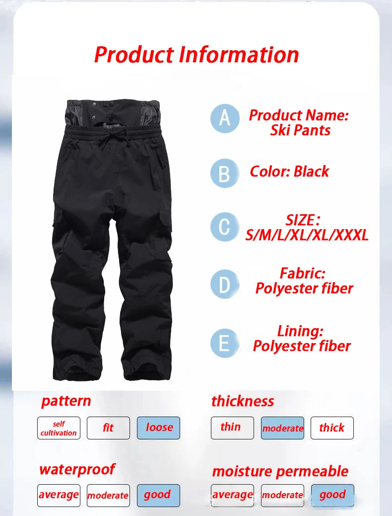 New Winter Ski Pants Men Outdoor Windproof Waterproof Warm Work Pants Women Single Board Breathable Loose Sports Snow Pants