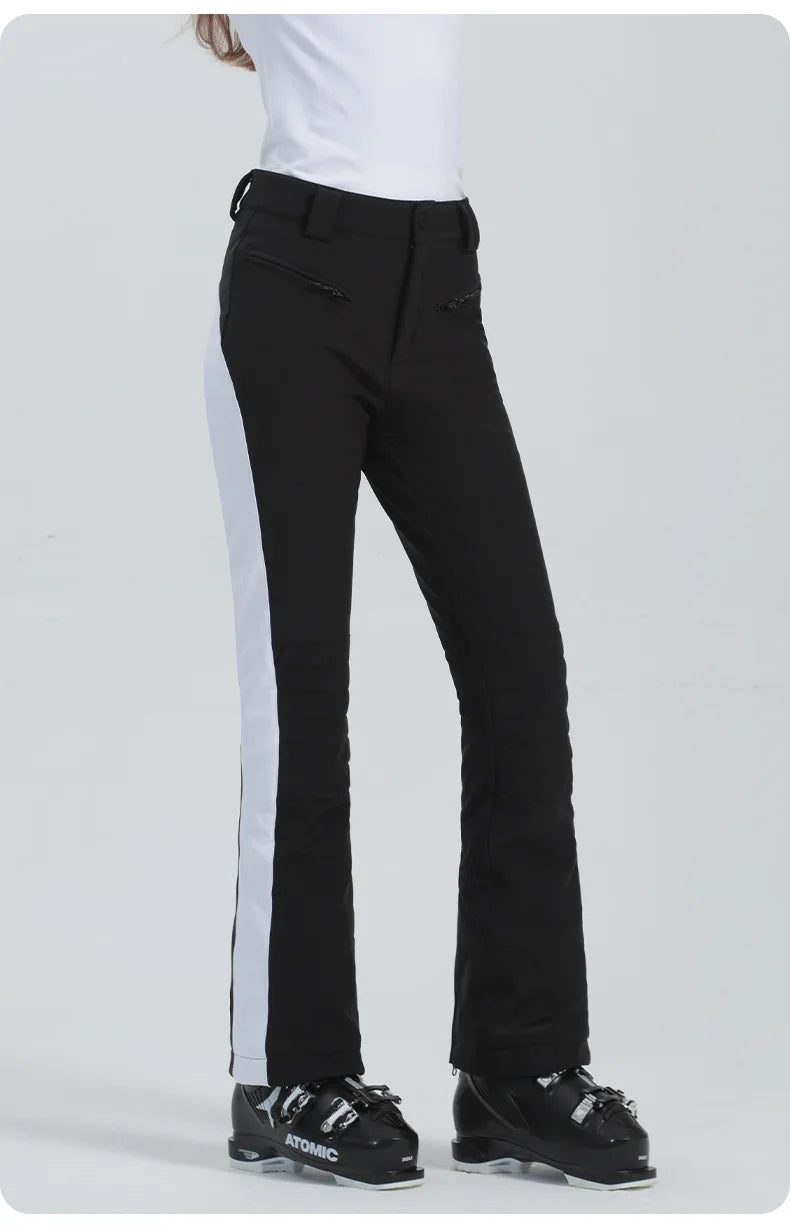 Winter ski pants women double board winter outdoor warm windproof waterproof elastic snow pants women