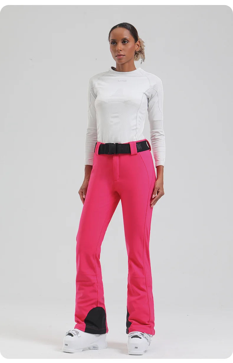 Ski pants New women's double-board 스노우보드복 slimming windproof waterproof thickened warm and elastic sports snow pants