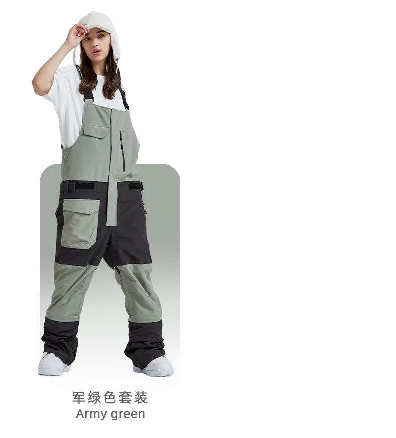 MUTUSNOW 2025 New Winter Women's and Men's Ski Strap Pants Windproof Waterproof Snowboarding Pants Outdoor Snowboard Overalls