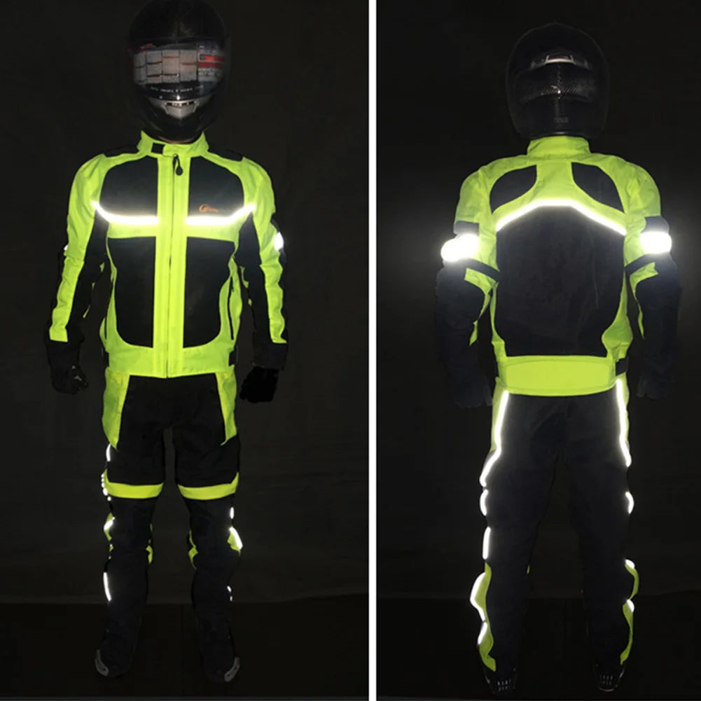 Men Woman Summer Style Breathable Motorcycle Jacket Night High Visible Motorbike Riding Coat with 5pcs Protective pads JK-21