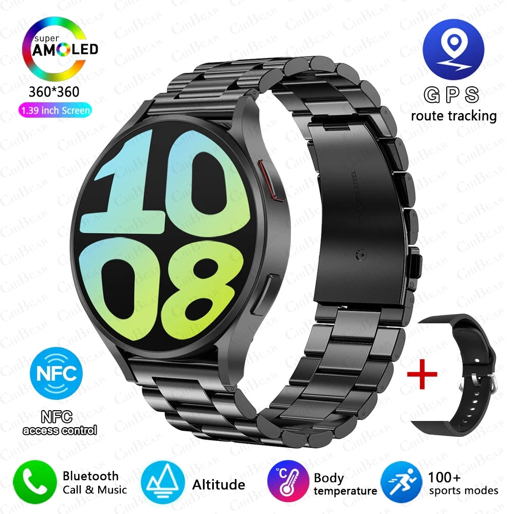 2025 New Bluetooth Call Smart Watch 6 Classic Men AMOLED HD Screen AI Voice Assistant Bluetooth Call NFC GPS Smartwatch Women