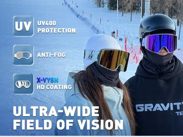 KAPVOE Outdoor Photochromic Ski Goggles Winter Snow Sports for Unisex Snow Glasses UV400 Anti-fog Magnetic Snowboard Glasses