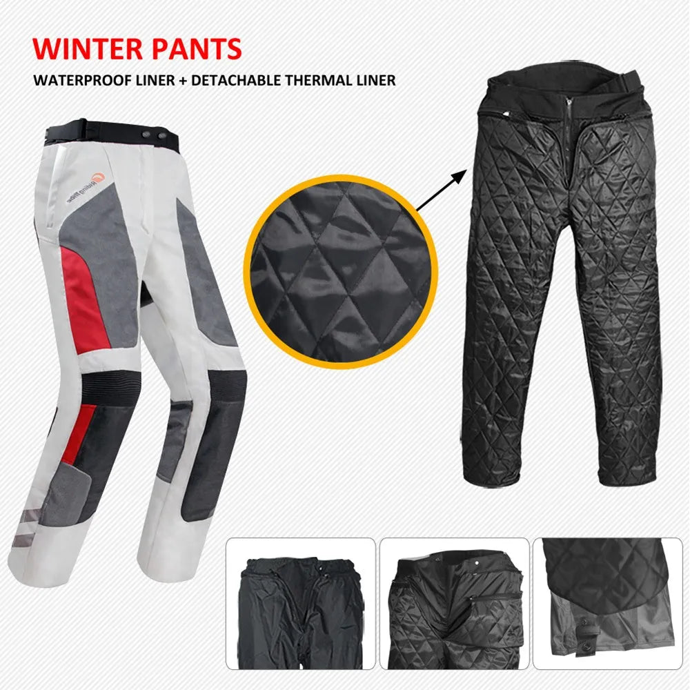 Motorcycle Pants Summer Breathable Winter Warm Motorbike Riding Protective Waterproof Trousers with free Liner and Kneepads HP12