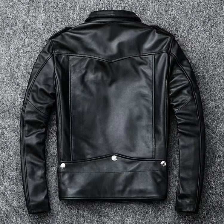 2026 Men's Lapel Oblique Zipper PU Locomotive Leather Jacket, Autumn, New Casual Versatile Slim Fit, Leather Jacket