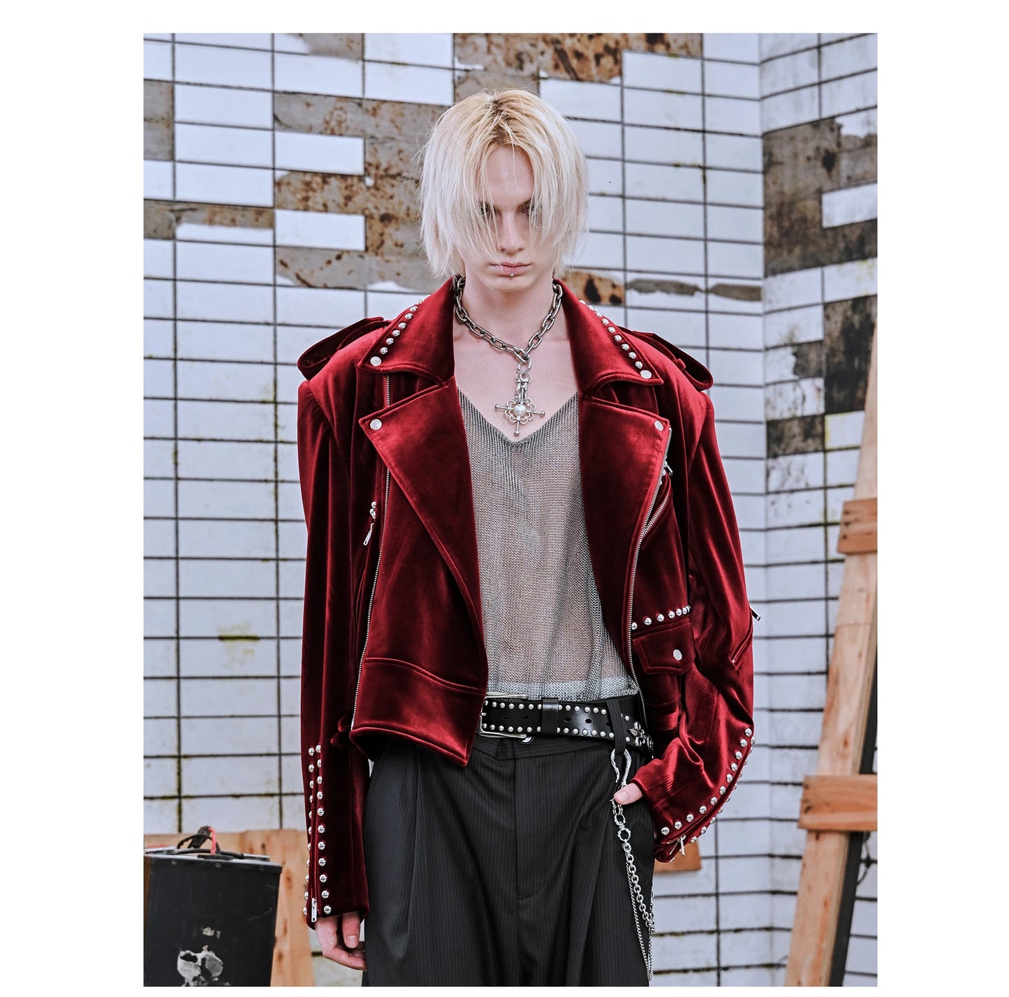Mauroicardi Spring Autumn Cool Short Soft Velvet Moto & Biker Jacket Men Zipper Elegant Chic Stylish Luxury Designer Emo Clothes