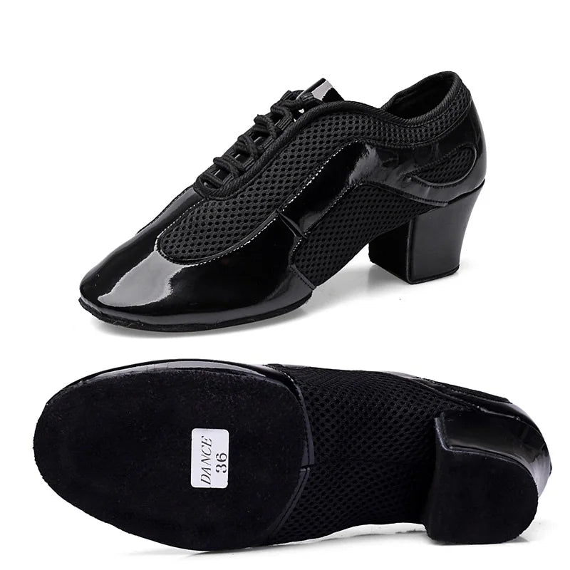 Latin Dance Shoes Adult Men Women Skin Tone Patent Leather Professional Soft Teacher Shoes Square Dance Shoes Ballroom Big Size