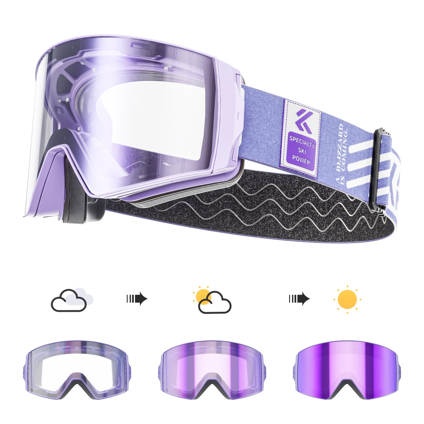 KAPVOE Outdoor Photochromic Ski Goggles Winter Snow Sports for Unisex Snow Glasses UV400 Anti-fog Magnetic Snowboard Glasses