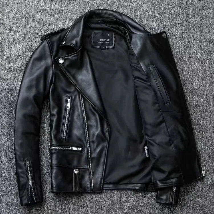 Men's Slim Fit PU Leather Jacket Fashionable Motorcycle Style Spring Autumn Korean Version Casual Outerwear Male Biker Coat