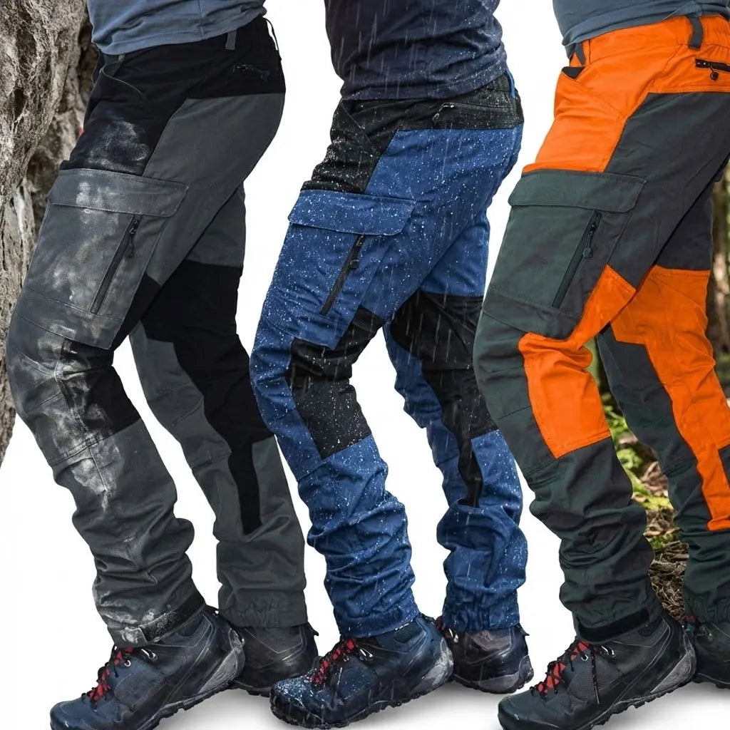 Multi-Pocket Color Blocked Men’s Pants - Slim-Fit Outdoor Motorcycle Casual Work Trousers