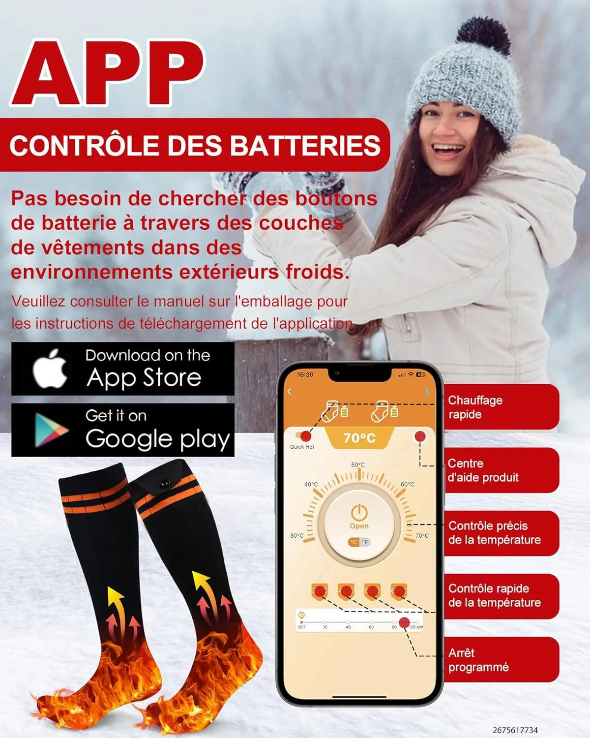 Heated Socks Winter Rechargeable 5000mah Electric Heated Skiing Socks Women Men Outdoor Skiing Socks Sports Foot Warm Equipment