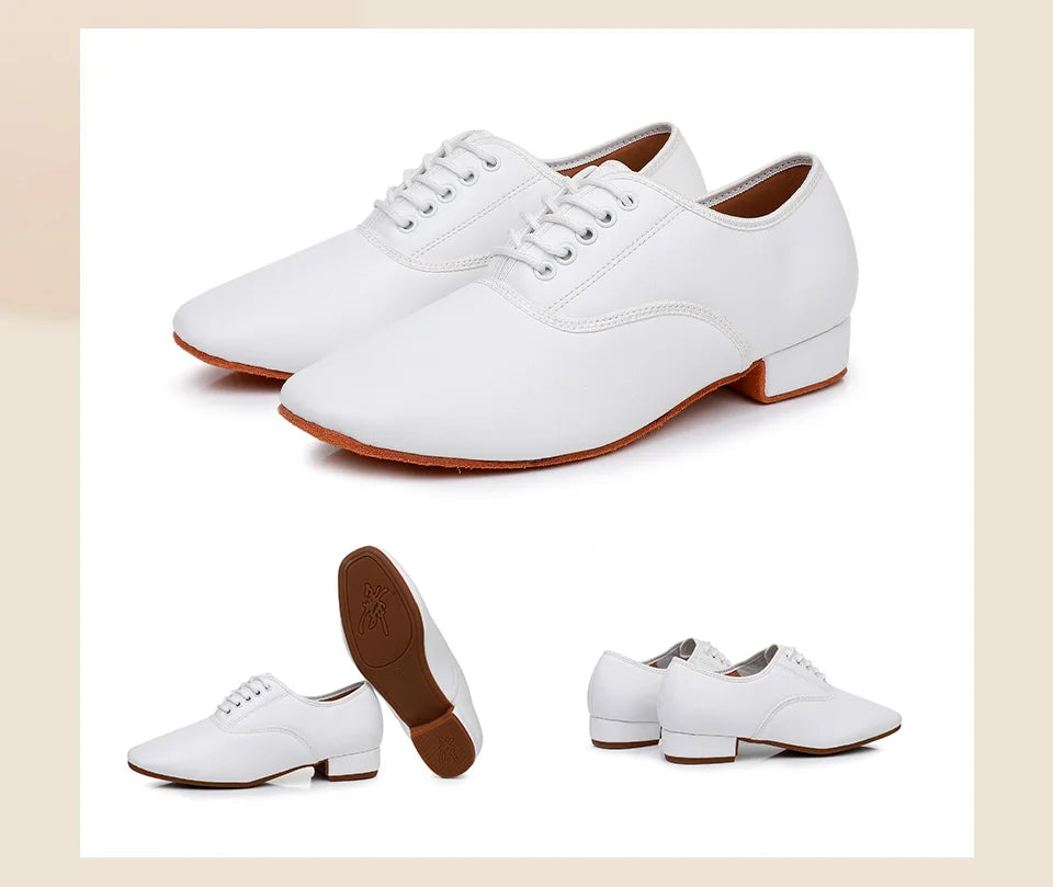 Men's Modern Jazz Sneaker for Men Boys Professional Black White Latin Salsa Shoes Plus Size Low Heel Tango Ballroom Dance Shoes
