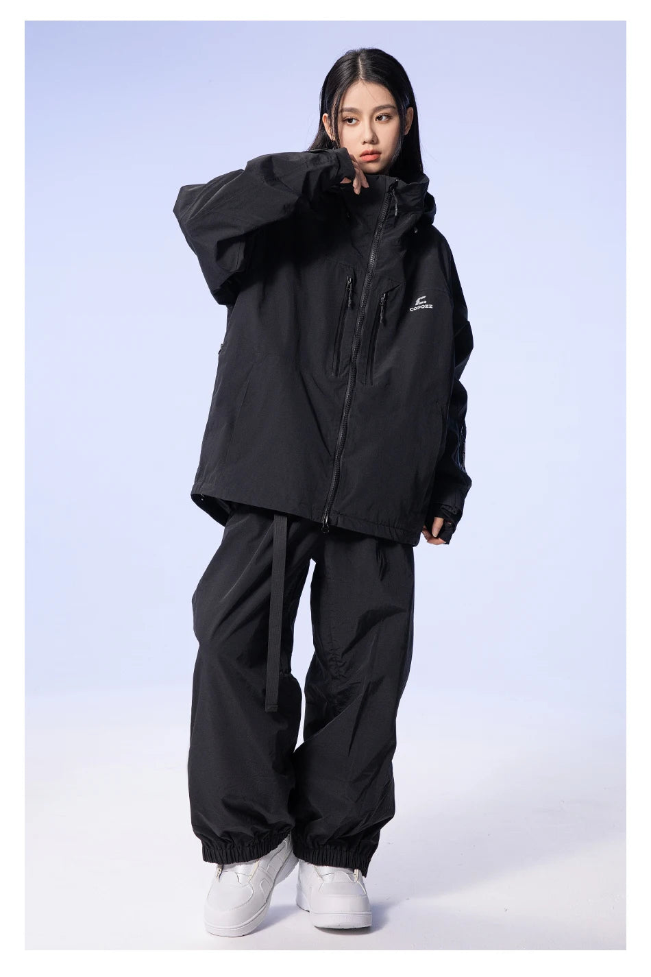 COPOZZ Thicken 3L Ski Jacket Men Women Windproof Waterproof Winter Ski Coat Ski Wear Solid Color Hooded Warm Snowboard Ski Suit