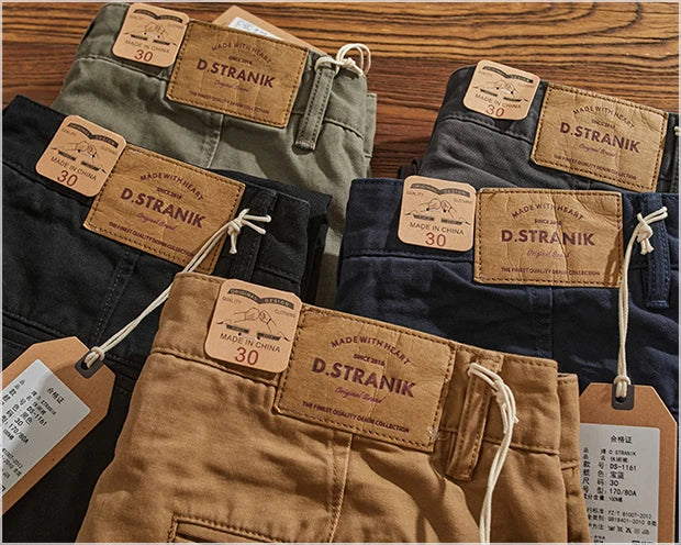 American Retro Workwear Pants Men's Heavyweight Chino Casual Straight Leg Tapered Versatile Cotton Urban Faion Trousers
