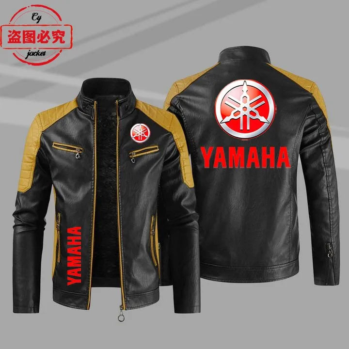 European Size Yamaha Motorcycle Logo Printed Riding Suit PU Leather Jacket Autumn/winter Men's Jacket Racing Suit Workwear