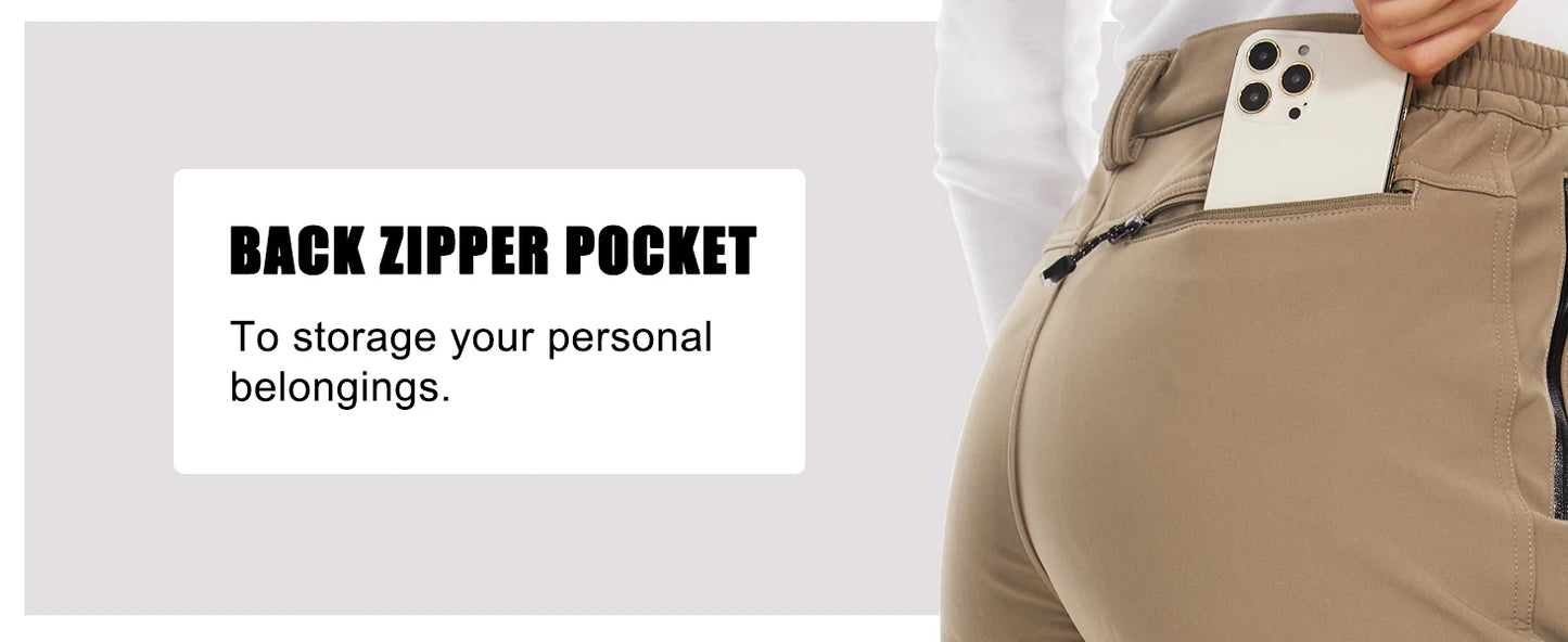 MAGCOMSEN Women's Ski Pants Winter Fleece Lined Waterproof Warm Snow Trekking Hiking Pants Outdoor Trousers Female