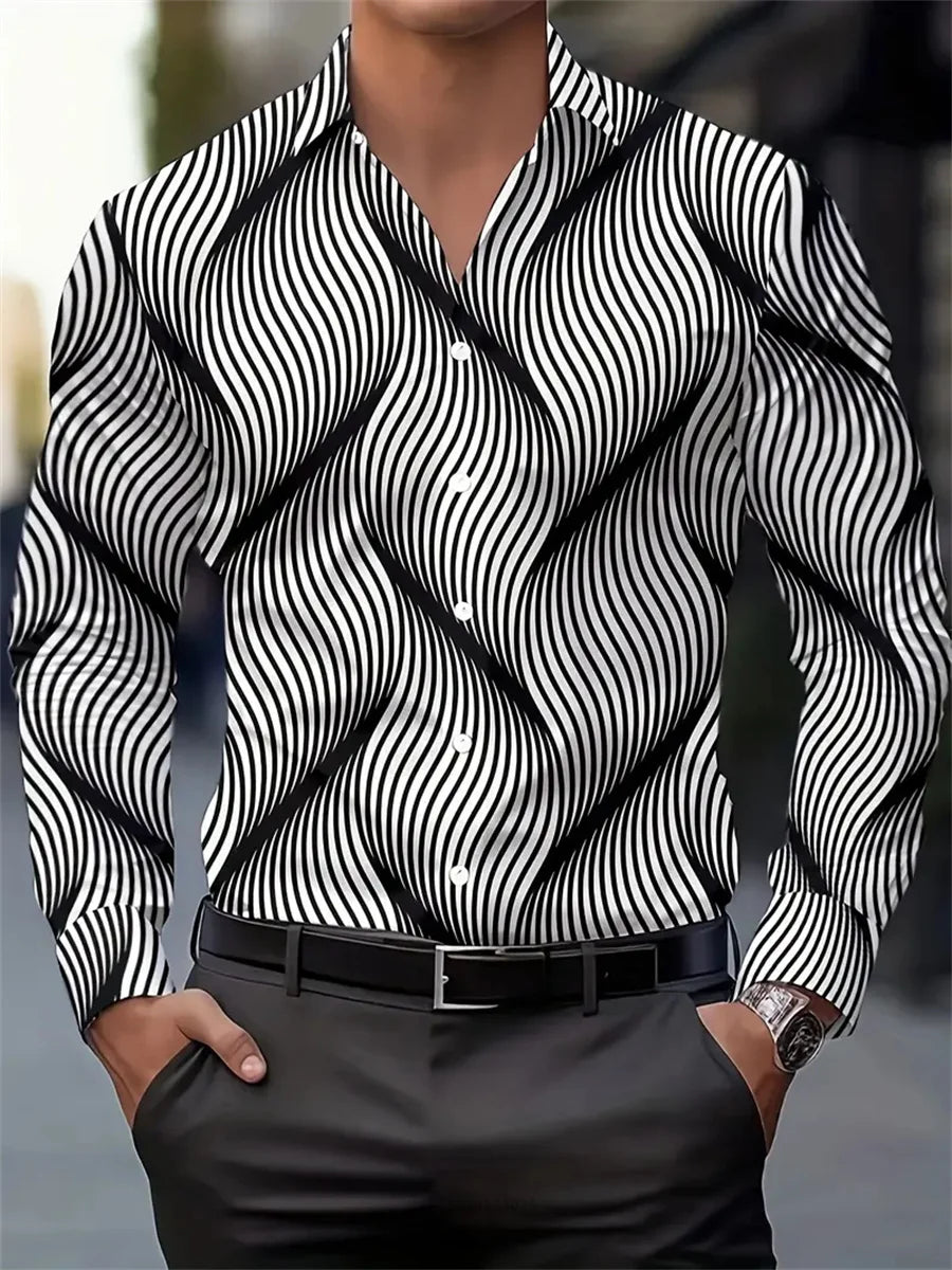 Men's shirt 3D high-definition tropical print long-sleeved shirt, Hawaiian shirt, spring and autumn casual party top XS-6XL size