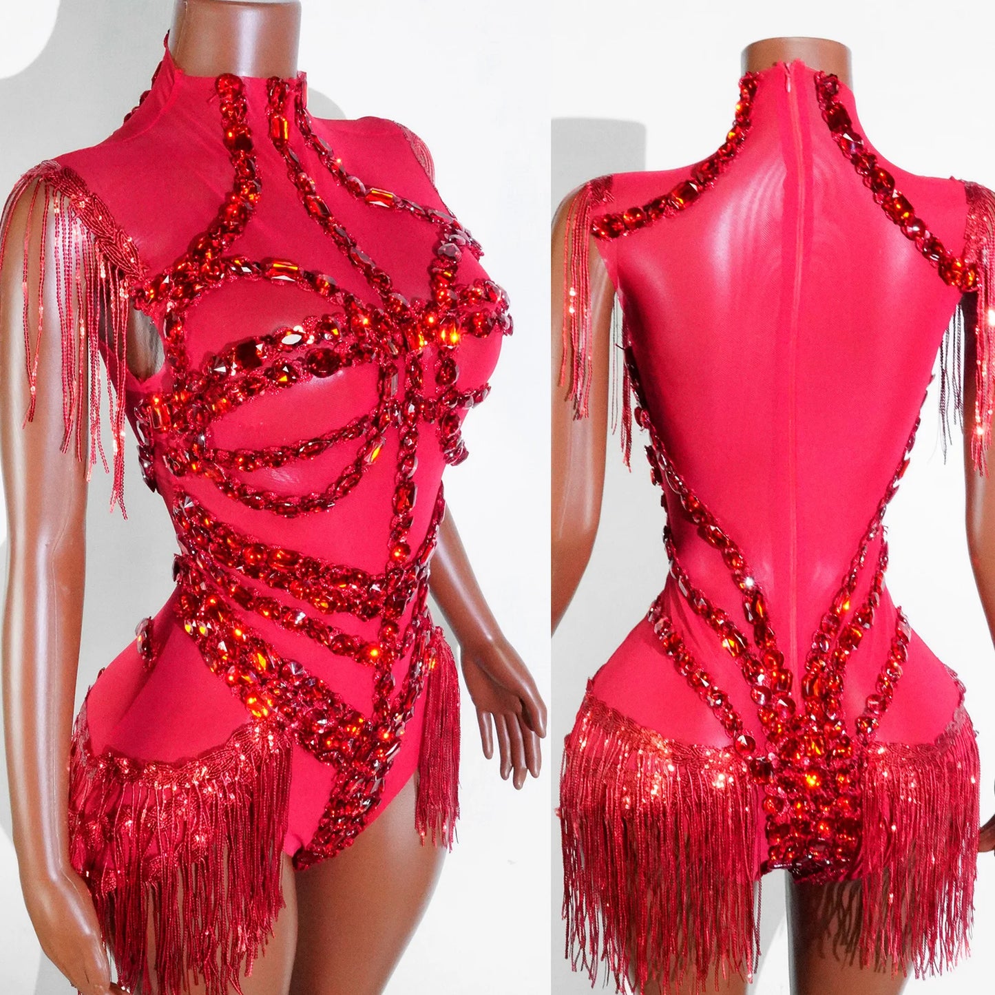 Sexy Mesh Sheer Black Rhinestone rhinestone Bodysuit Singer Dancer Show Stage Outfit Celebrate Party Night Club Performance Waer