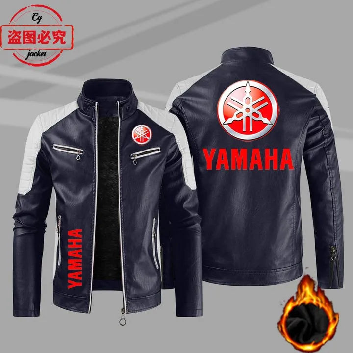 European Size Yamaha Motorcycle Logo Printed Riding Suit PU Leather Jacket Autumn/winter Men's Jacket Racing Suit Workwear