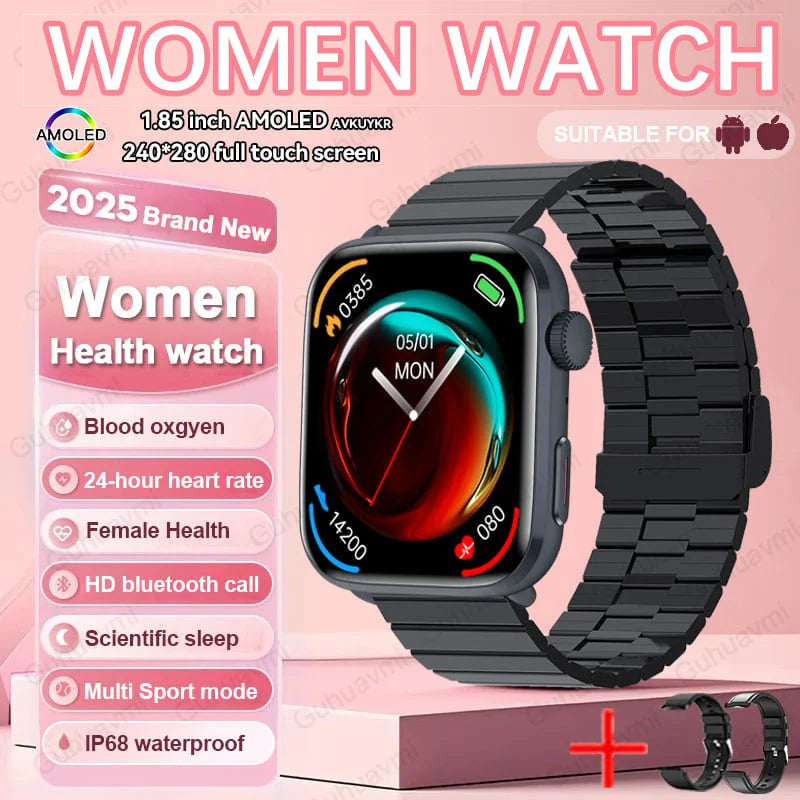2025 New Women Men AI Smart Diagnosis Watch HRV+PPG Blood Pressure Heart Rate Health Monitor IP68 NFC Fashion Sports Smartwatchs