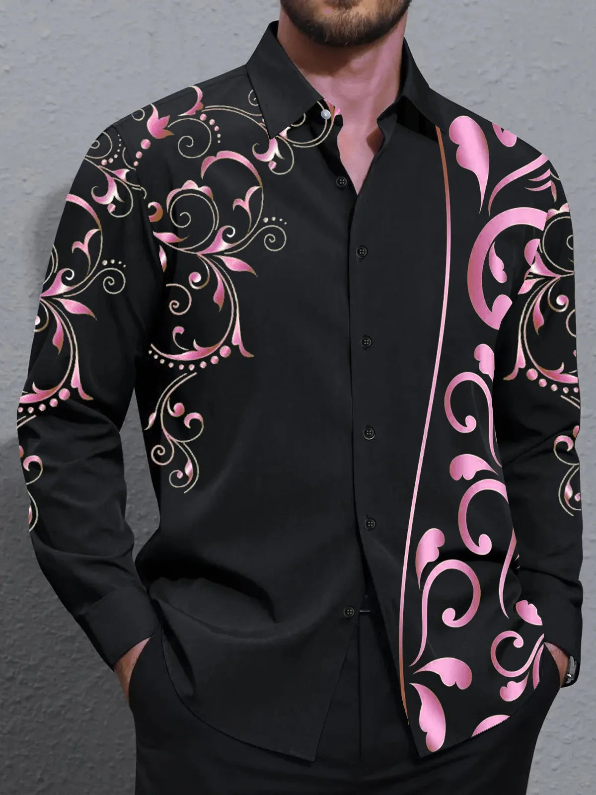 Men's shirts, button down shirts, casual shirts, spring and summer, printed long sleeves Tops fashion comfortable Men Clothing